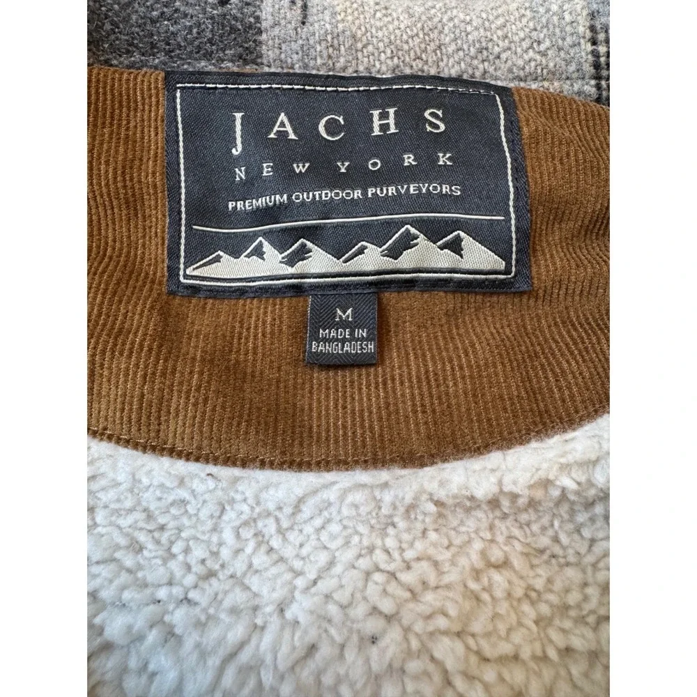 Jachs NY Mens Grey Southwestern Tribal Sherpa Lined Flannel Shirt Jacket M